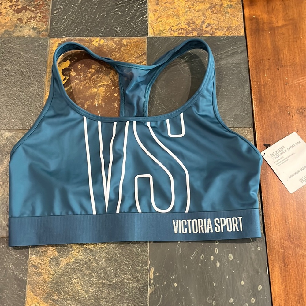 NWT Victoria Sport The Player by VS sports bra teal size Medium minimum support
